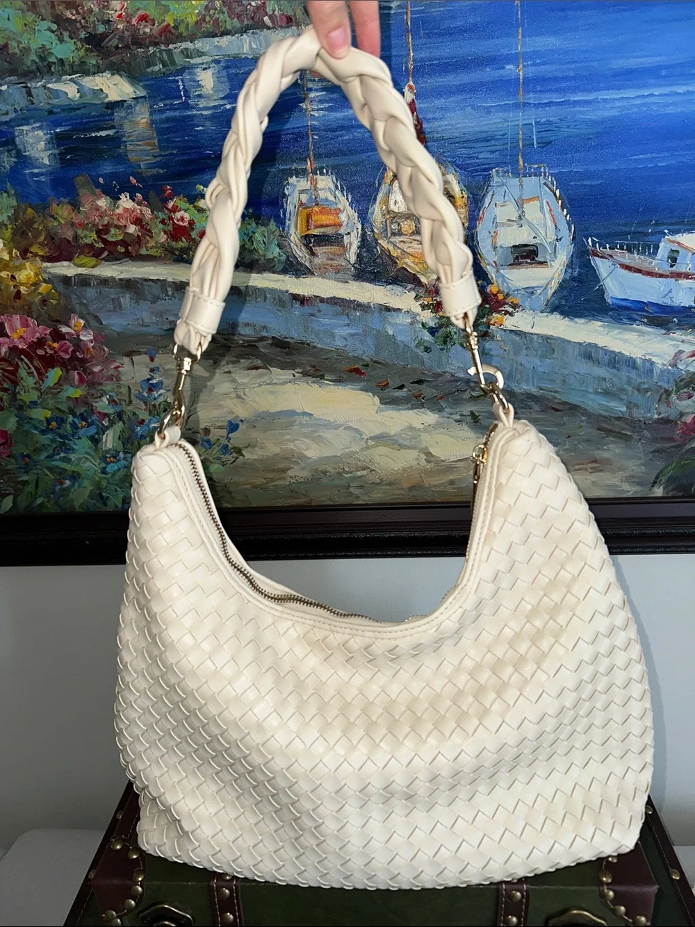 Vici At My Side Faux Leather Woven Convertible Hobo Bag